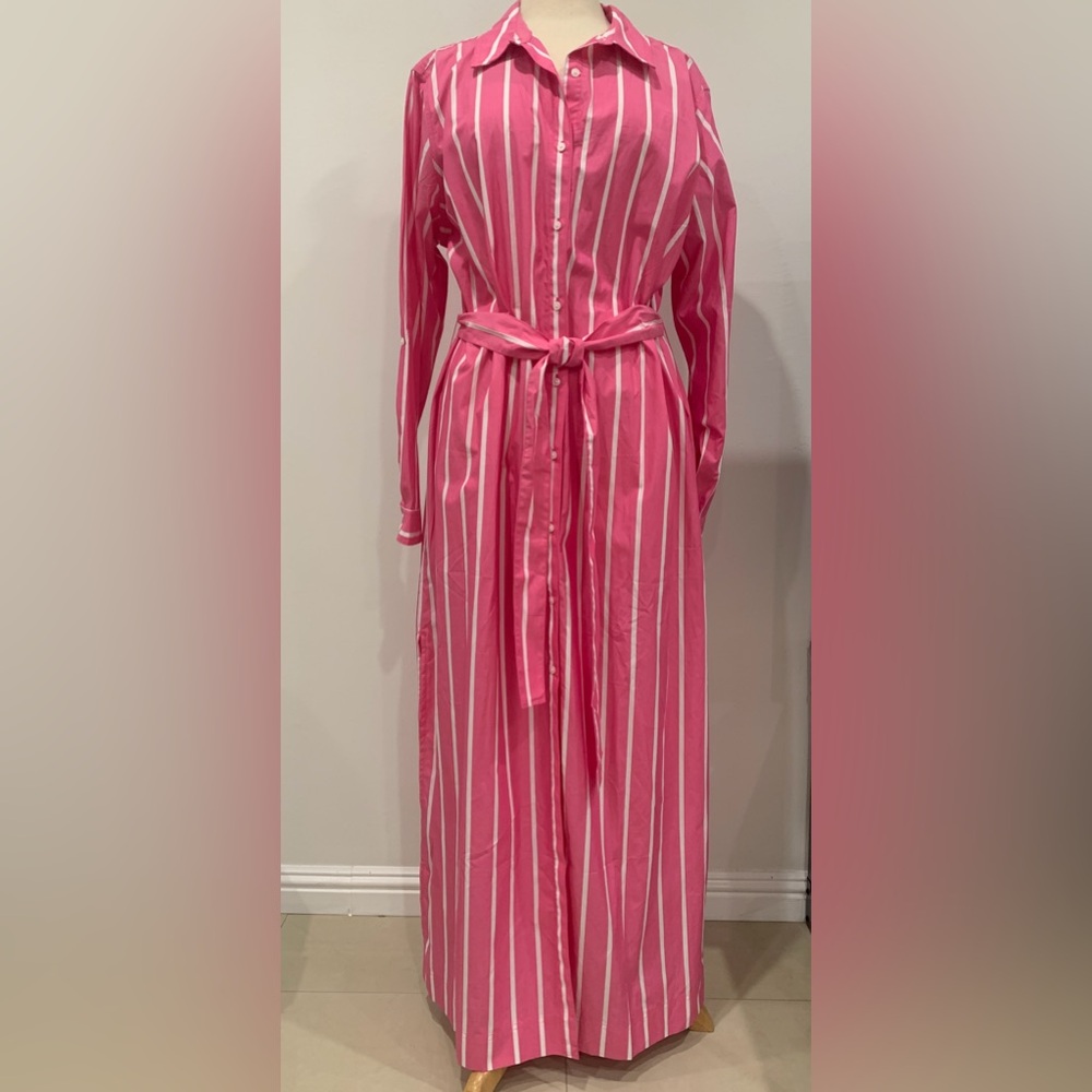 NWT ON 34TH STRIPED BUTTON-FRONT MAXI SHIRT DRESS SIZE XXL  $79